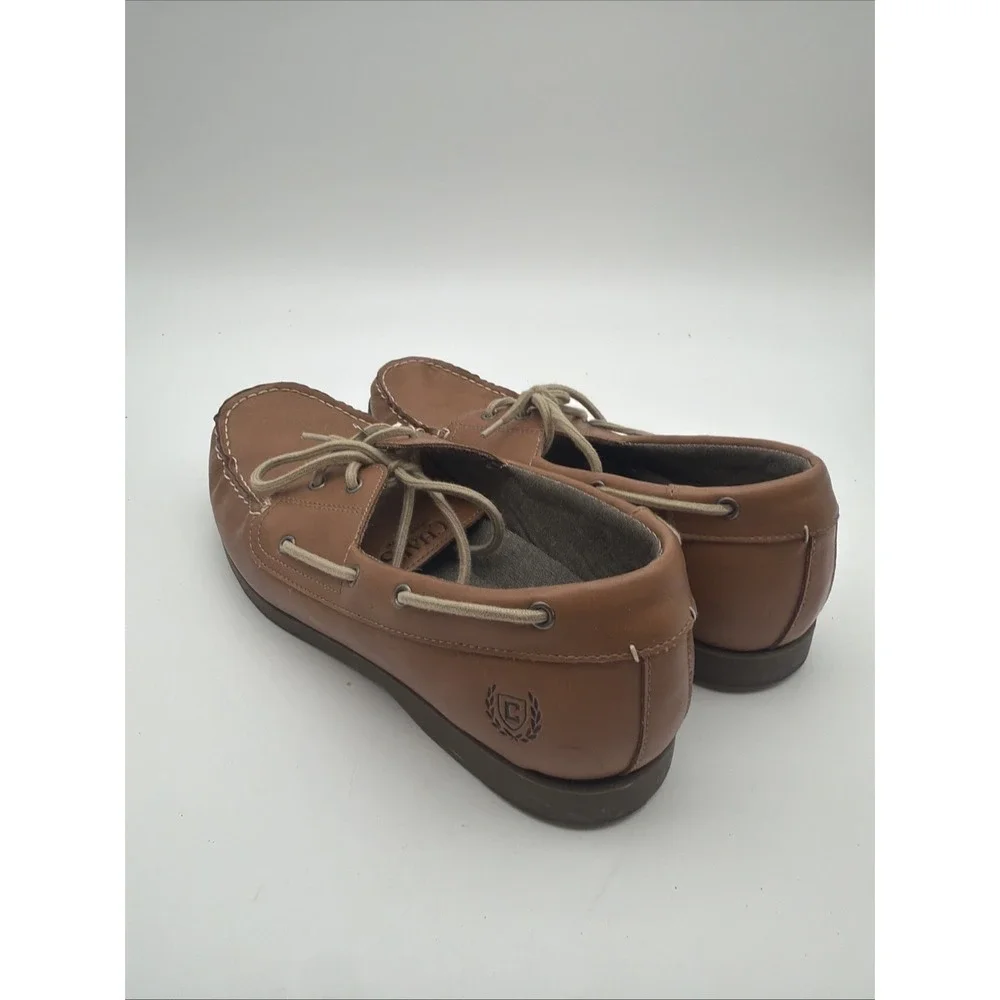 Chaps Shoes Mens 13 Boat Brown Leather Lace Up Low Top Casual Comfort Flats